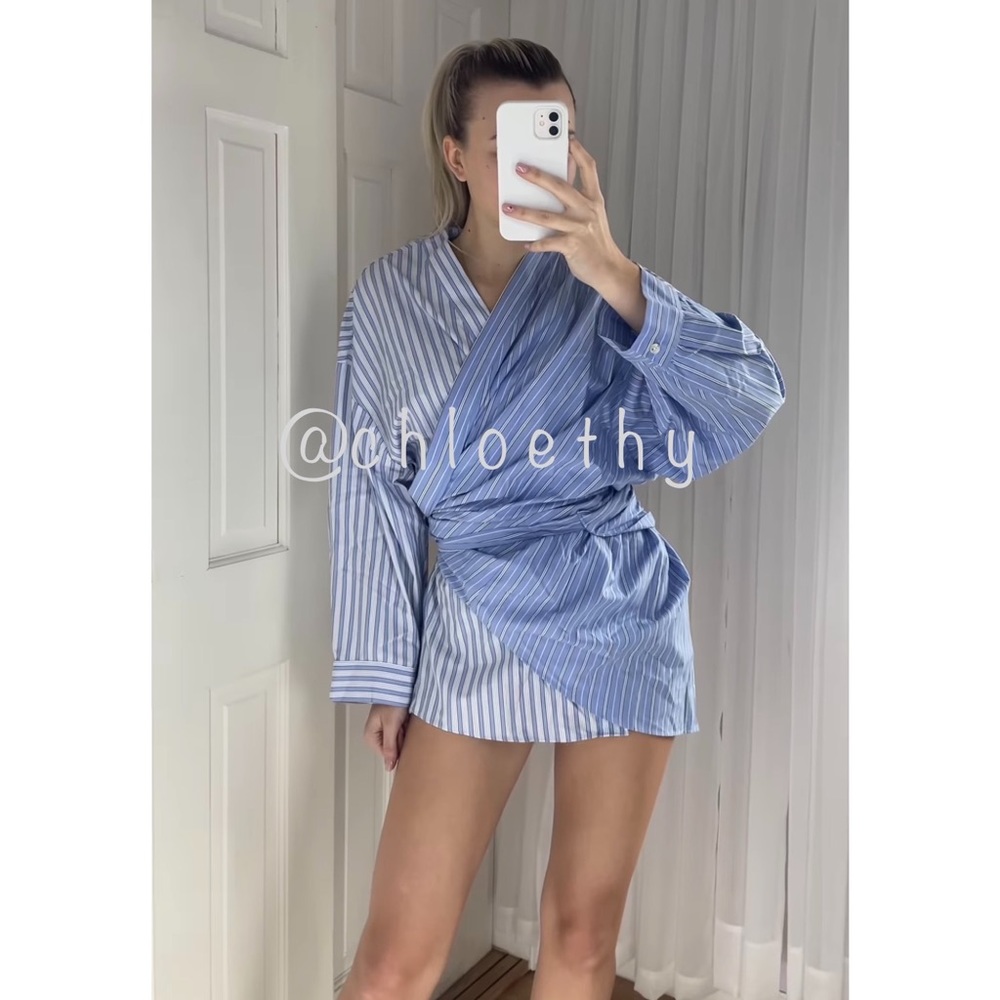 Zara POPLIN WRAP SHIRT - Picture 2 of 11